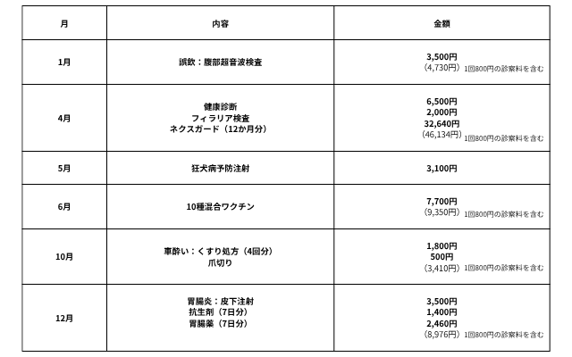 医療費一覧